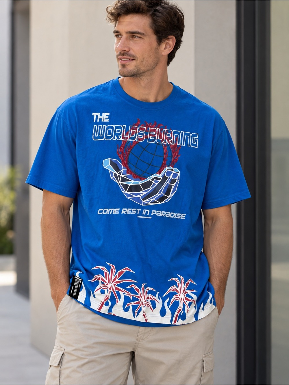Preme Blue 'Worlds Burning' Graphic Short Sleeve Tee 3XL
